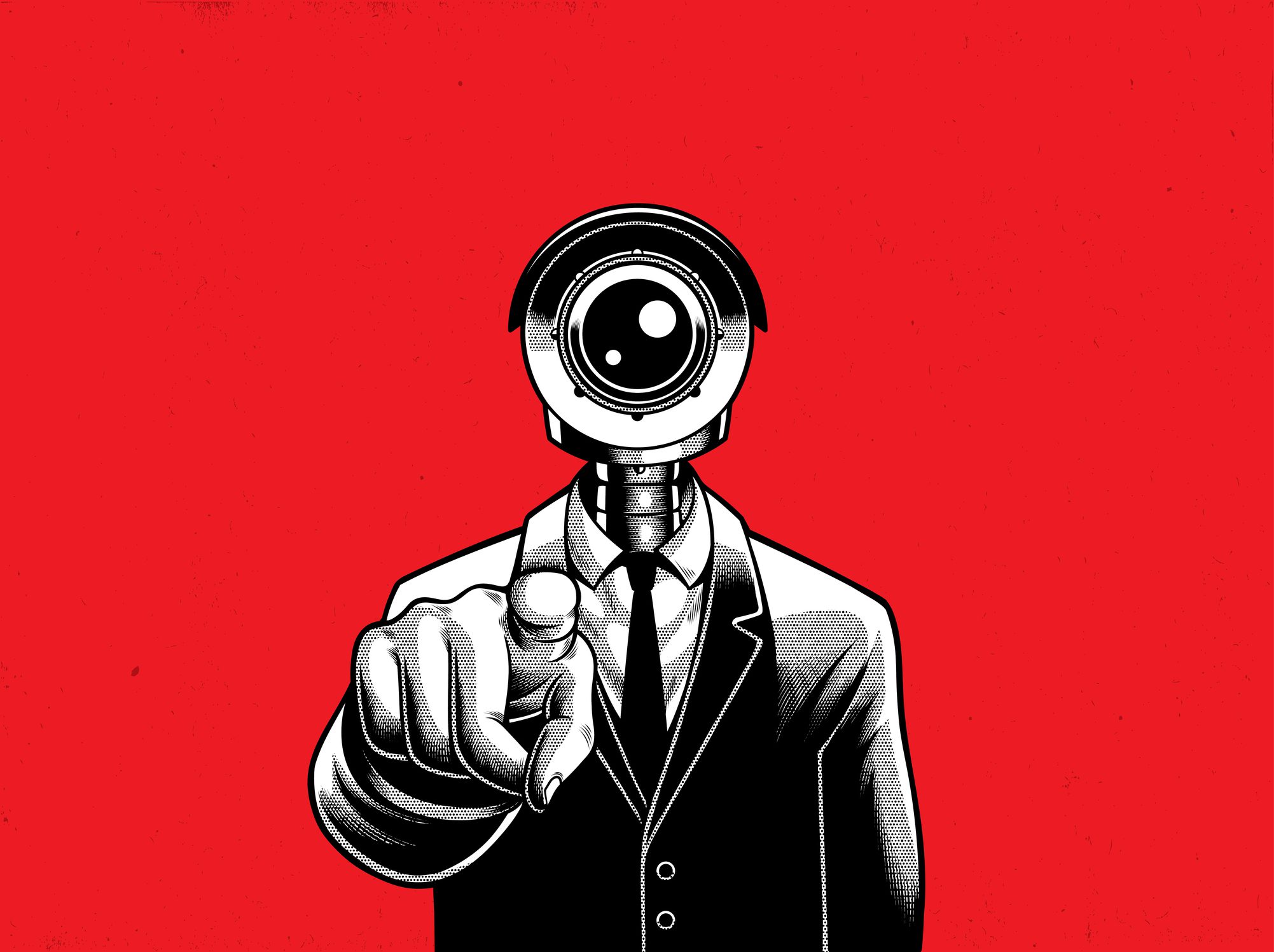 Εικονογράφηση φουτουριστικού χαρακτήρα που αντιπροσωπεύει τον ολικό έλεγχο