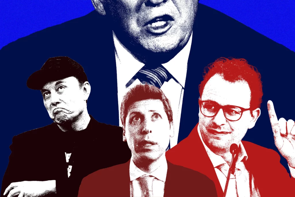 Dario amodei, elon musk, sam altman μπροστά από τον donald trump