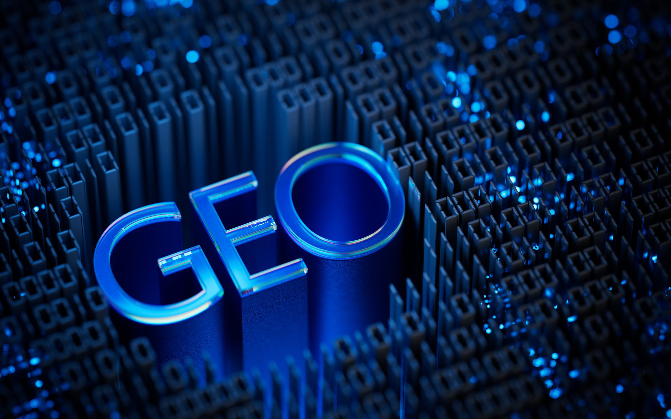 γραφική απεικόνιση της λέξης GEO με φουτουριστικό στιλ