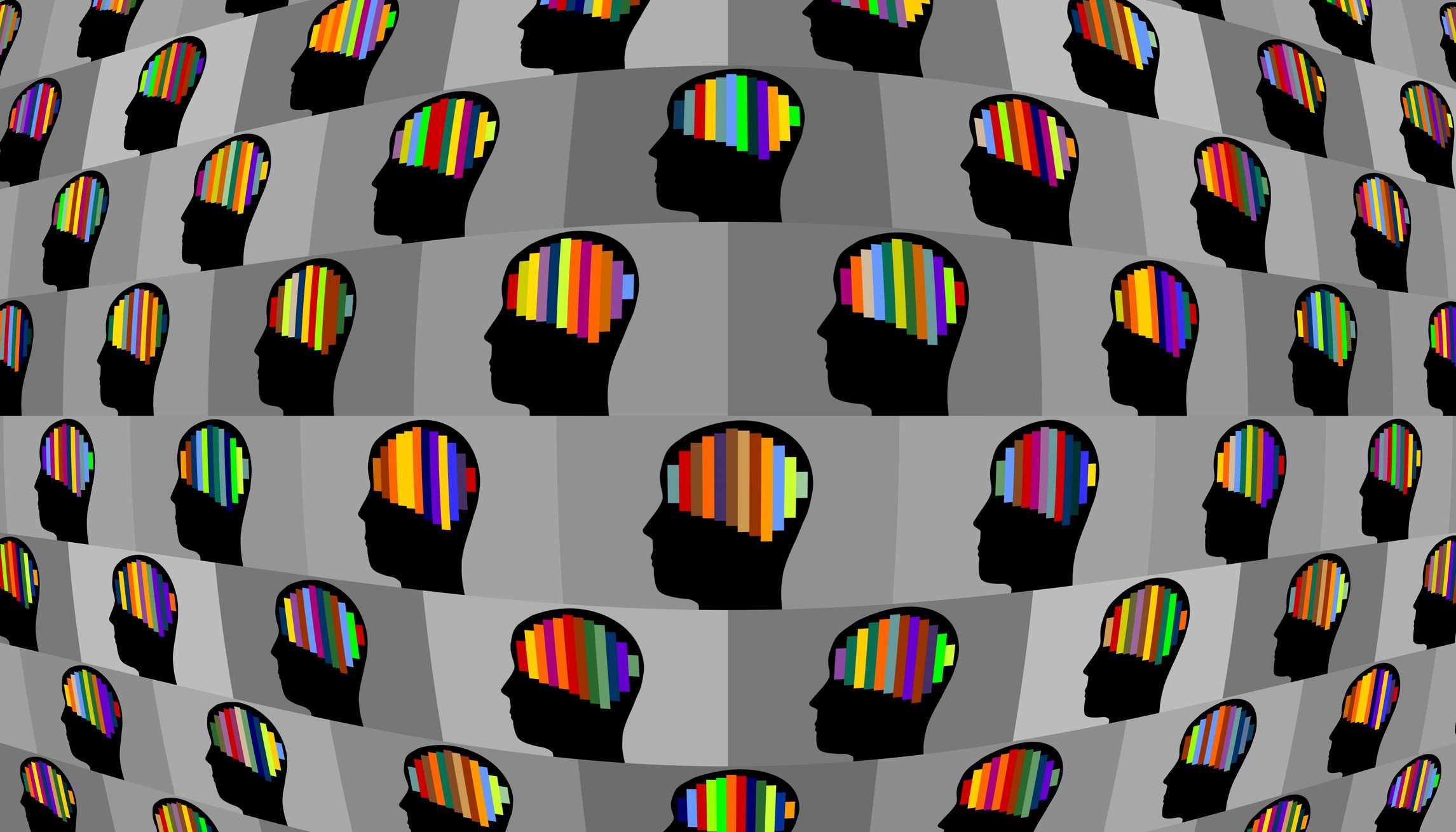 Multi colored striped brains profiles